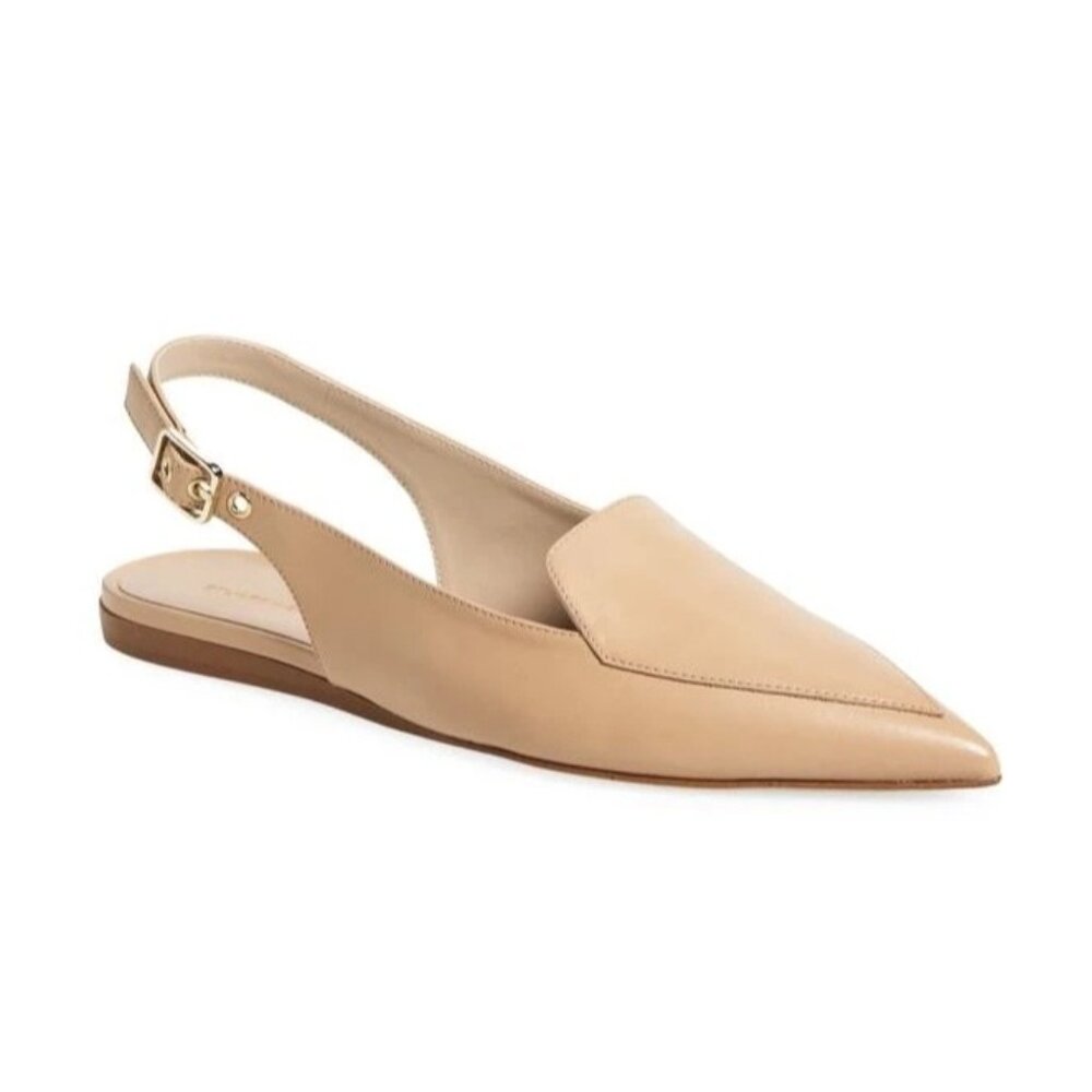 Stuart Weitzman Women’s Ryder beige leather Slingback Flat size 8